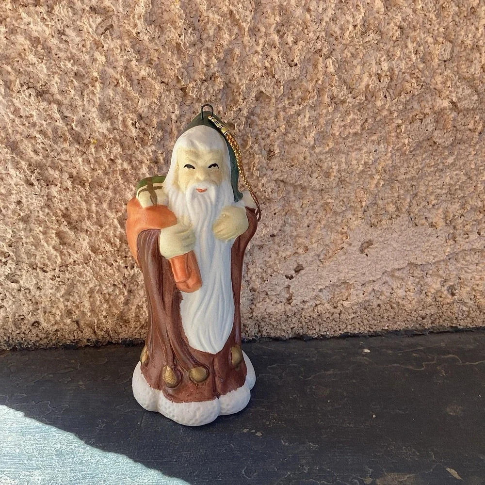Santa Ornament Porcelain Storybook Christmas Rustic Old World Vintage Decor